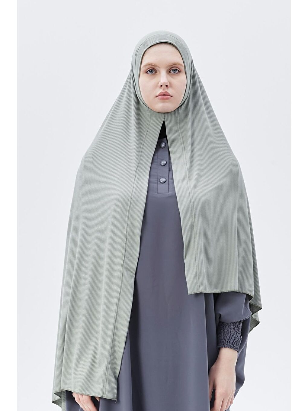 Yeşil Hazır Pratik Geçmeli Lüks Organik Çizgili Kaşkorse Şal Çapraz Hizalı-1