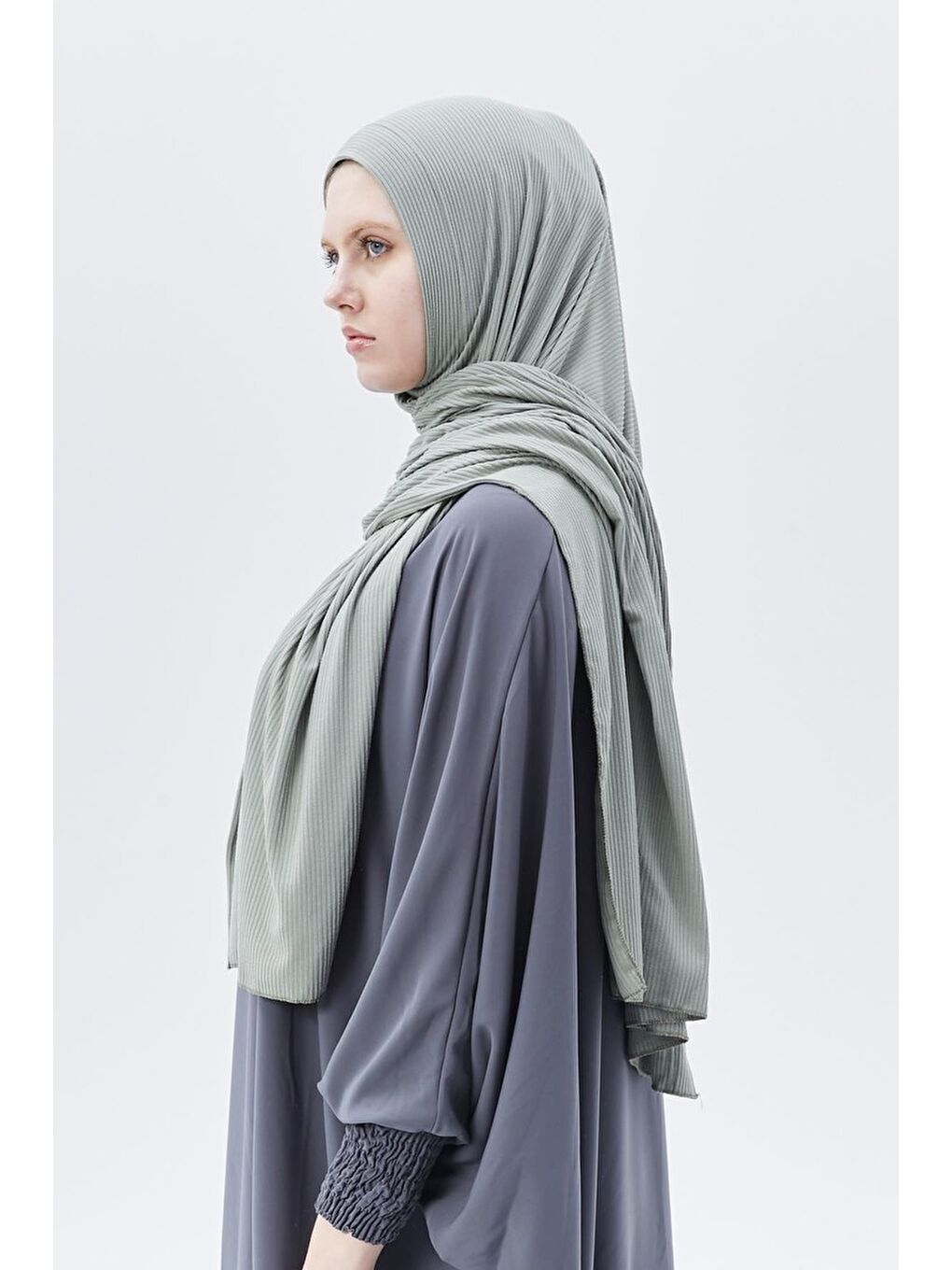 Yeşil Hazır Pratik Geçmeli Lüks Organik Çizgili Kaşkorse Şal Çapraz Hizalı-4