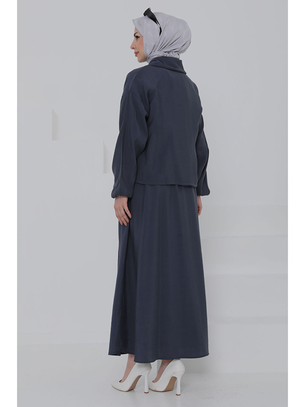 Gri Düğme Detaylı Takım Füme - 27010-6