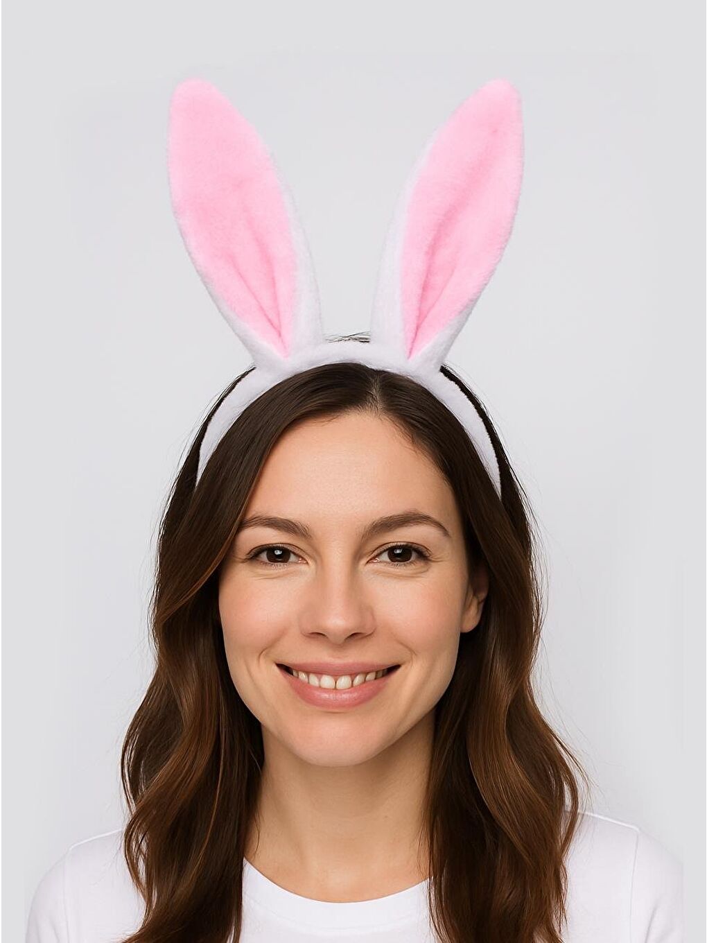 Beyaz Tavşan Kulaklı Taç Parti Kostüm Aksesuarı-1