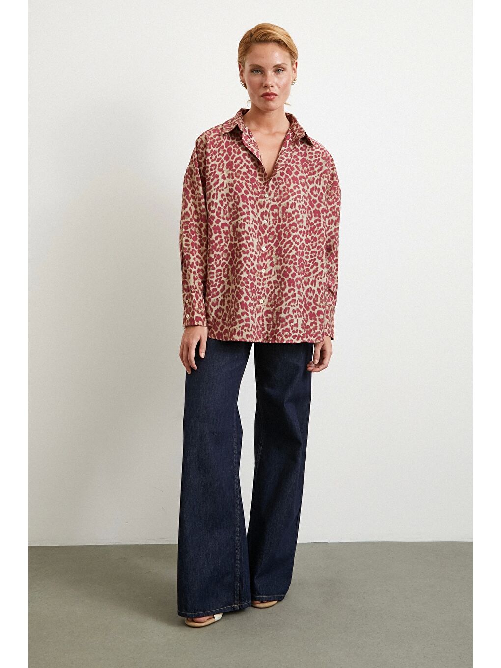 Leopar Desen Javanez Gömlek Yeşil-1