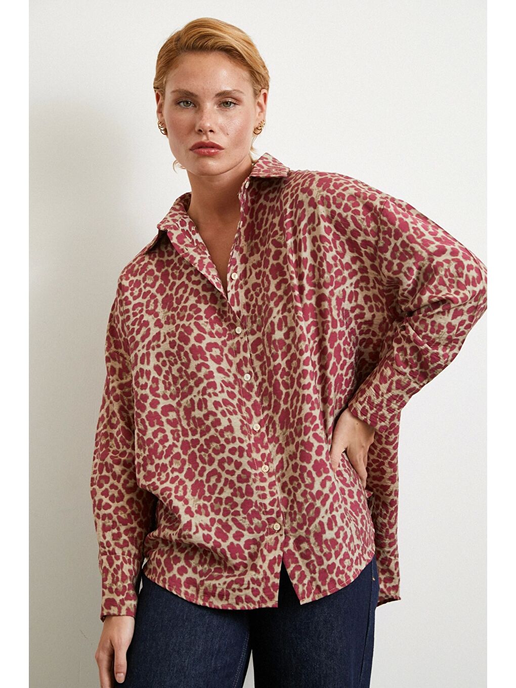 Leopar Desen Javanez Gömlek Yeşil-2