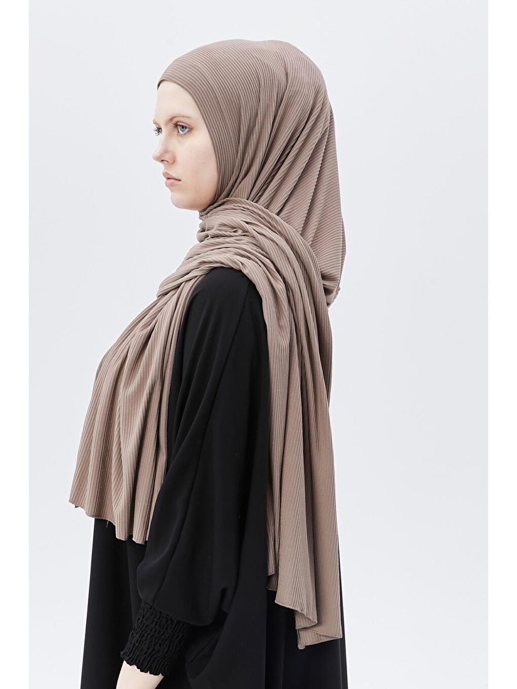 Kahverengi Hazır Pratik Geçmeli Lüks Organik Çizgili Kaşkorse Şal Çapraz Hizalı-4