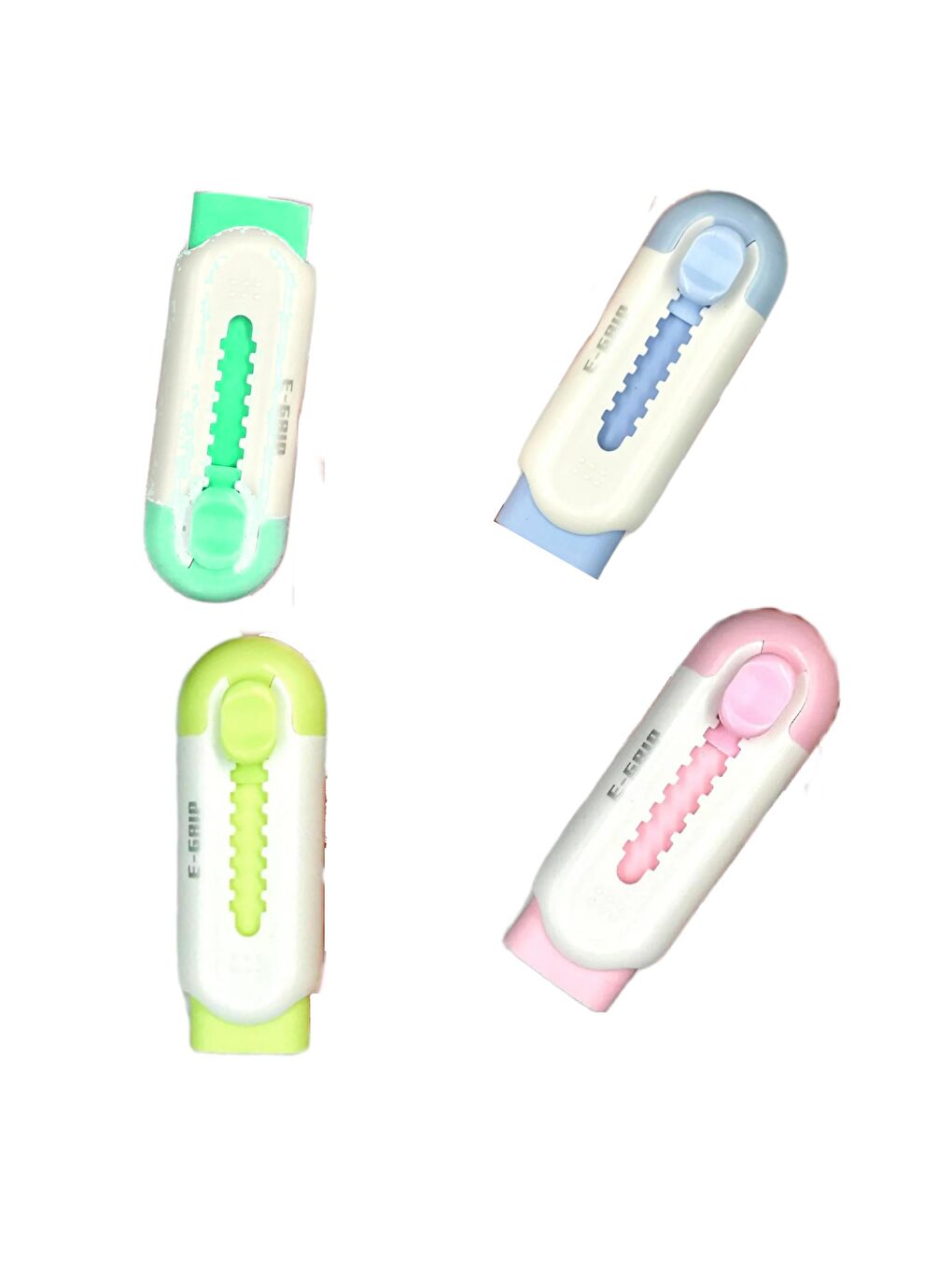 E-Grip Yumuşak Silgi Sürgülü Açılır -Kapanır Pastel Renkler 4 adet