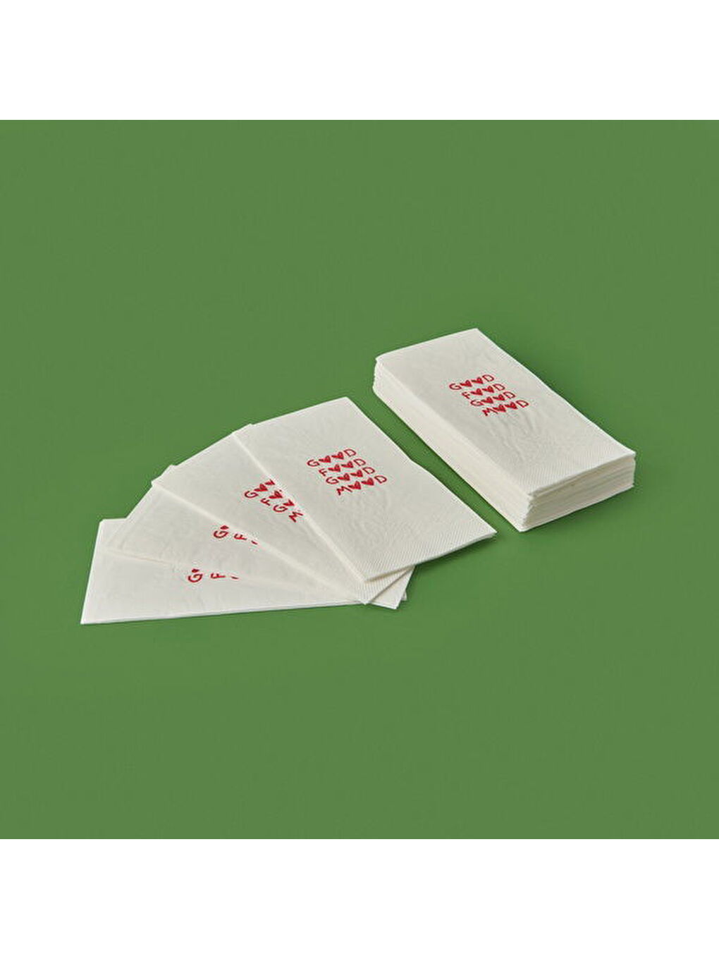 Karışık Kitchen 20'li Kalpli Desen Peçete - Kırmızı / Beyaz - 16x8 cm-1