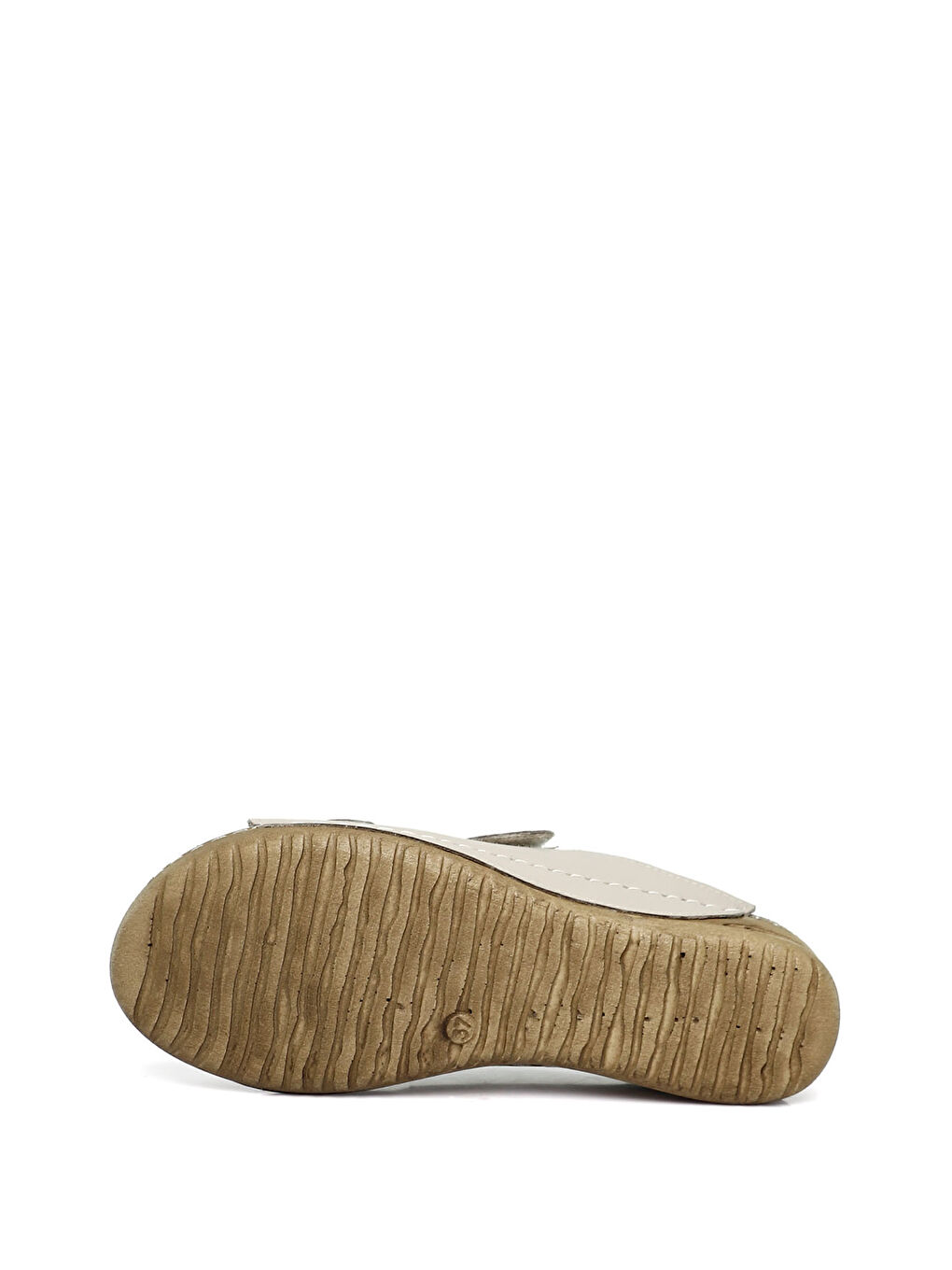 Ekru Kadın KREM Cırtlı Dolgu Taban Hakiki Deri Terlik-3