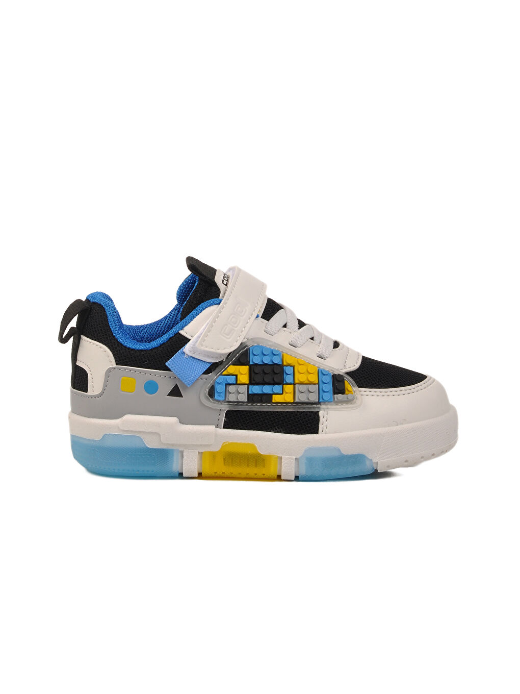 Ayakmod Siyah Beyaz Cırtlı Unisex Çocuk Spor Ayakkabı Legos P
