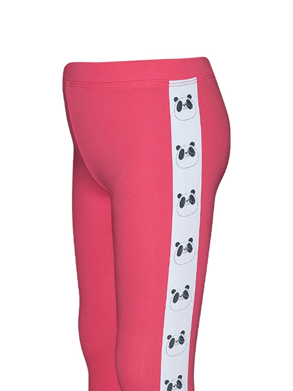 Kırmızı Nar Çiceği Kız Çocuk Şardonlu Yanda Panda Baskılı Tayt-2