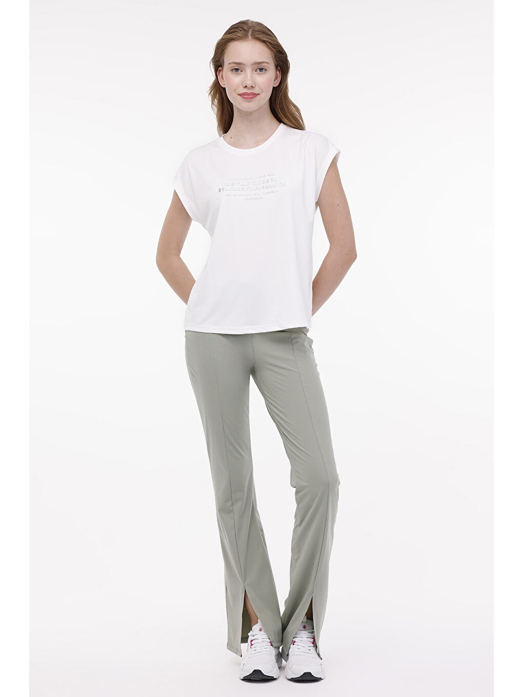 Bej WL HAILEY 11GF18 4PR Ekru Kadın Kısa Kol Tişört-2