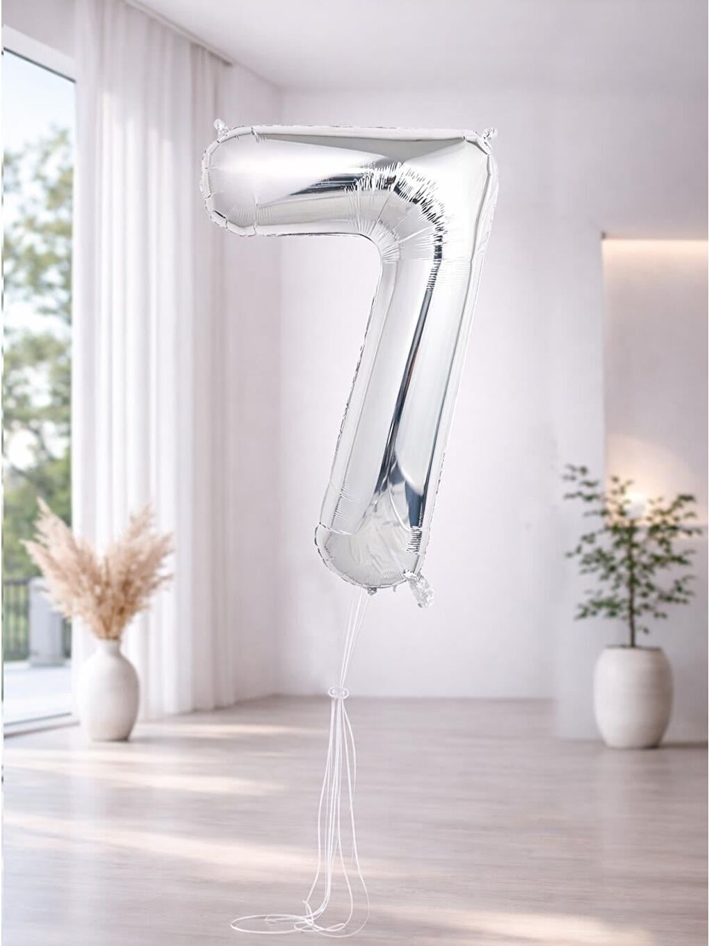 Gri Rakam Folyo Balon Doğum Günü Parti Balonu 7 Gümüş Renk 76 cm