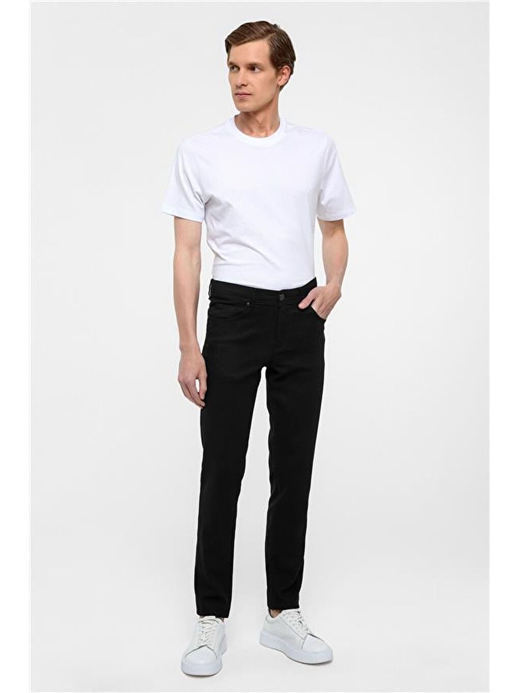 Siyah Slim 5 Cep Kalıp Armürlü Pantolon