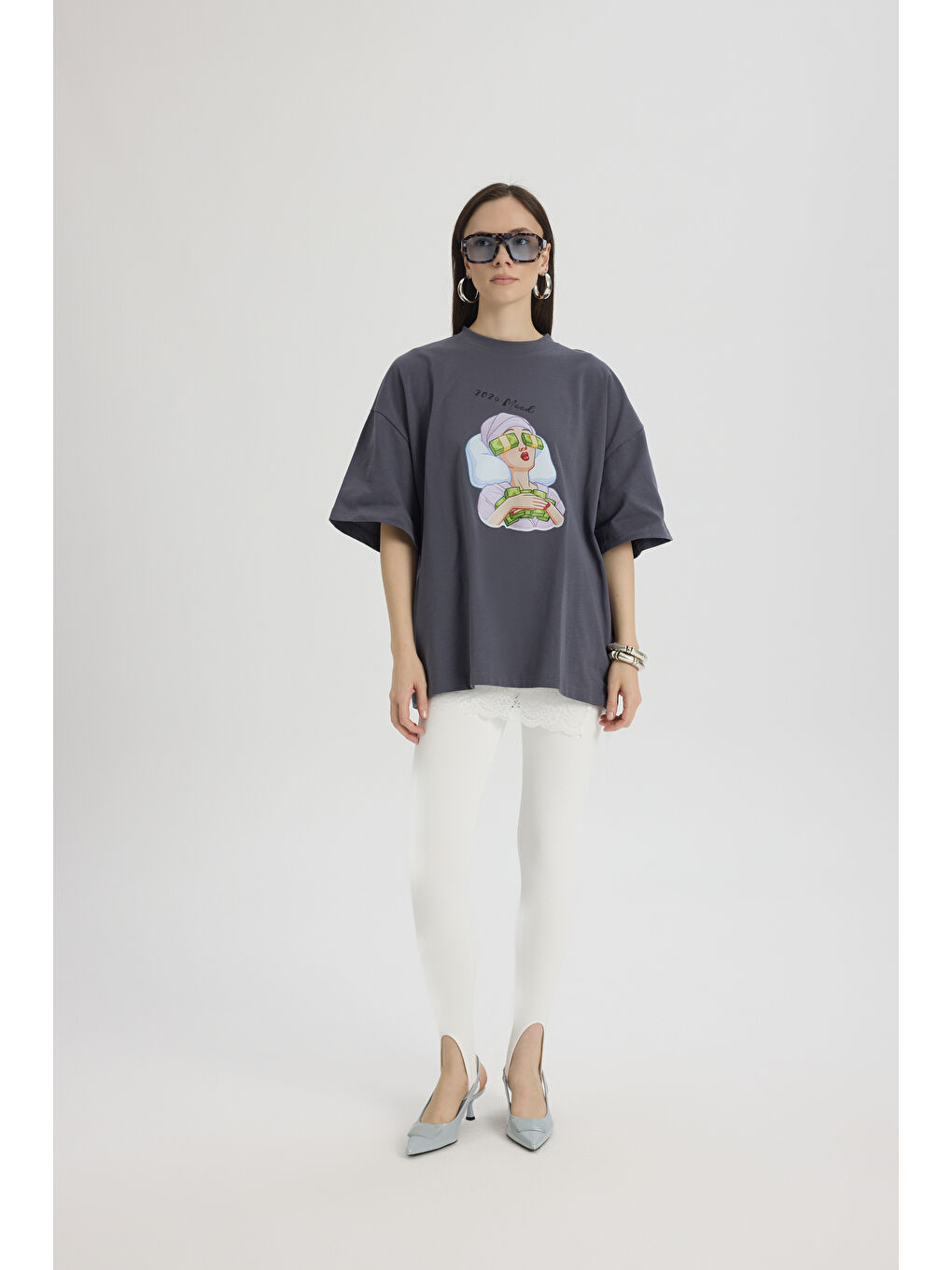 Gri Mood Oversize Füme T-Shirt-1