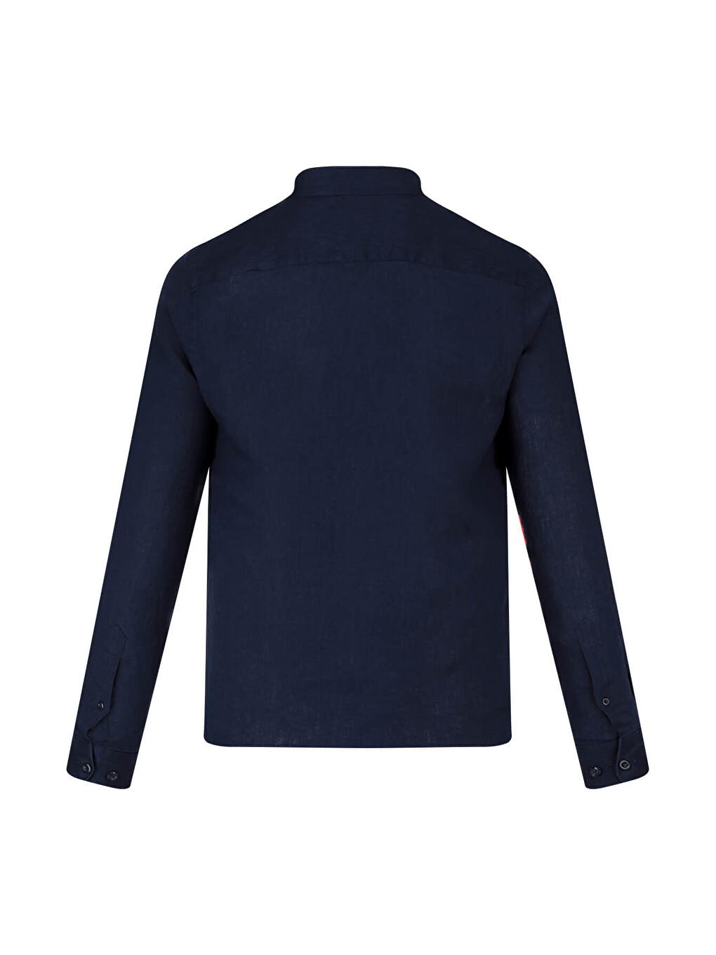 Lacivert Comfort Fit 100% Keten Düğmeli Yaka Uzun Kollu Keten Gömlek-2