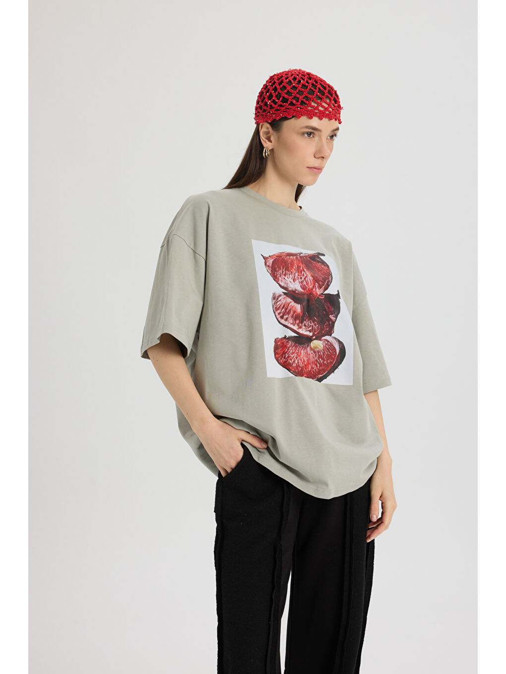 Pomelo Oversize Gri T-Shirt