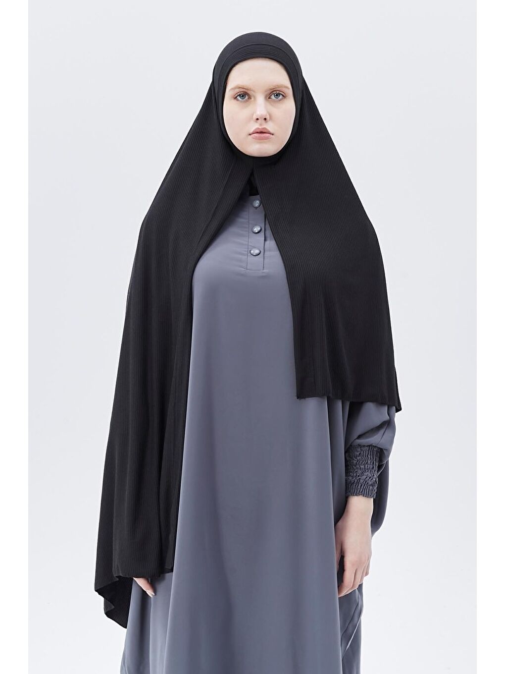 Siyah Hazır Pratik Geçmeli Lüks Organik Çizgili Kaşkorse Şal Çapraz Hizalı-1