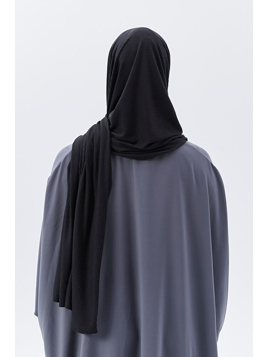 Siyah Hazır Pratik Geçmeli Lüks Organik Çizgili Kaşkorse Şal Çapraz Hizalı-5