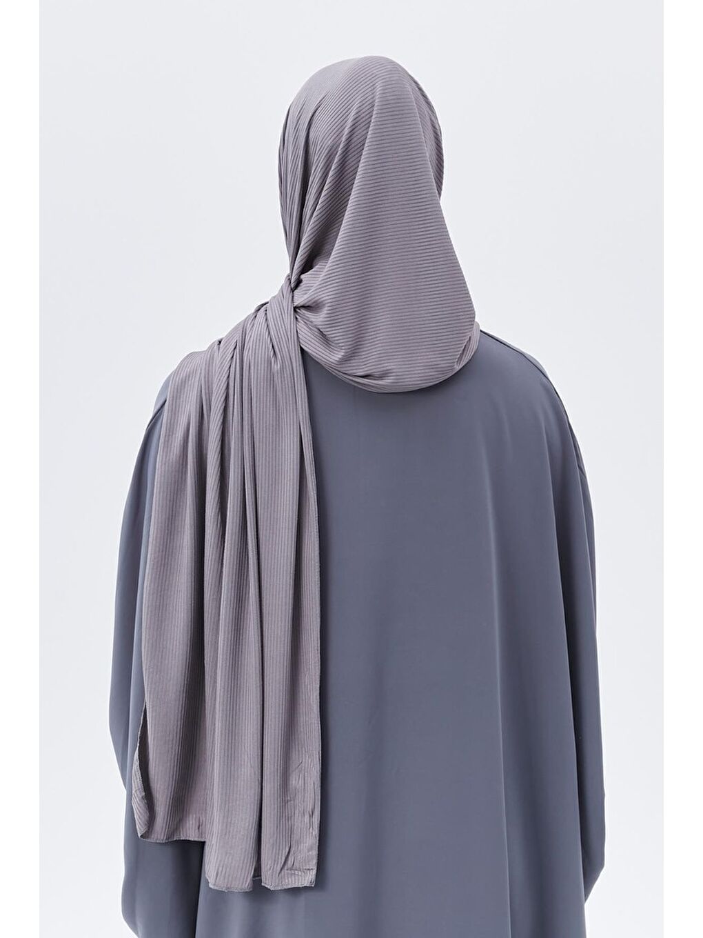 Gri Hazır Pratik Geçmeli Lüks Organik Çizgili Kaşkorse Şal Çapraz Hizalı-5