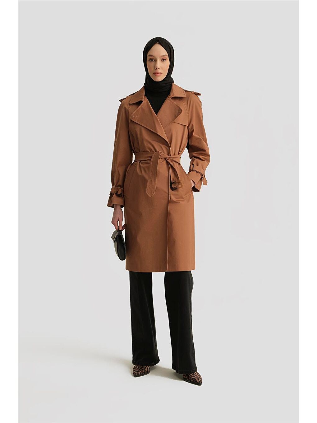 Kahverengi Omuzları Apoletli Toka Detaylı Kap 24K7125 Camel-2