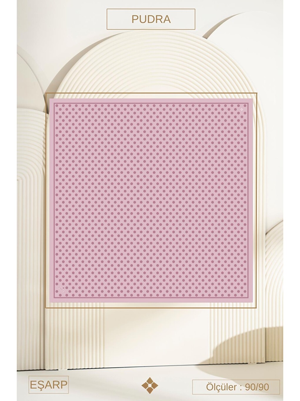 Pembe Puantiye Desen Soft Eşarp-1
