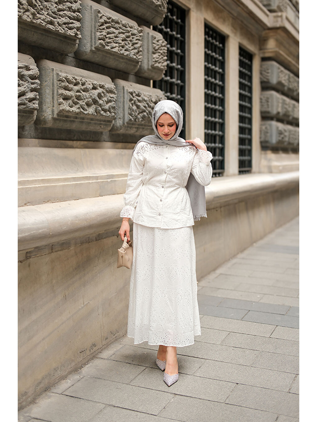 Kadın Twist işlemeli Brode Takım Beyaz-2