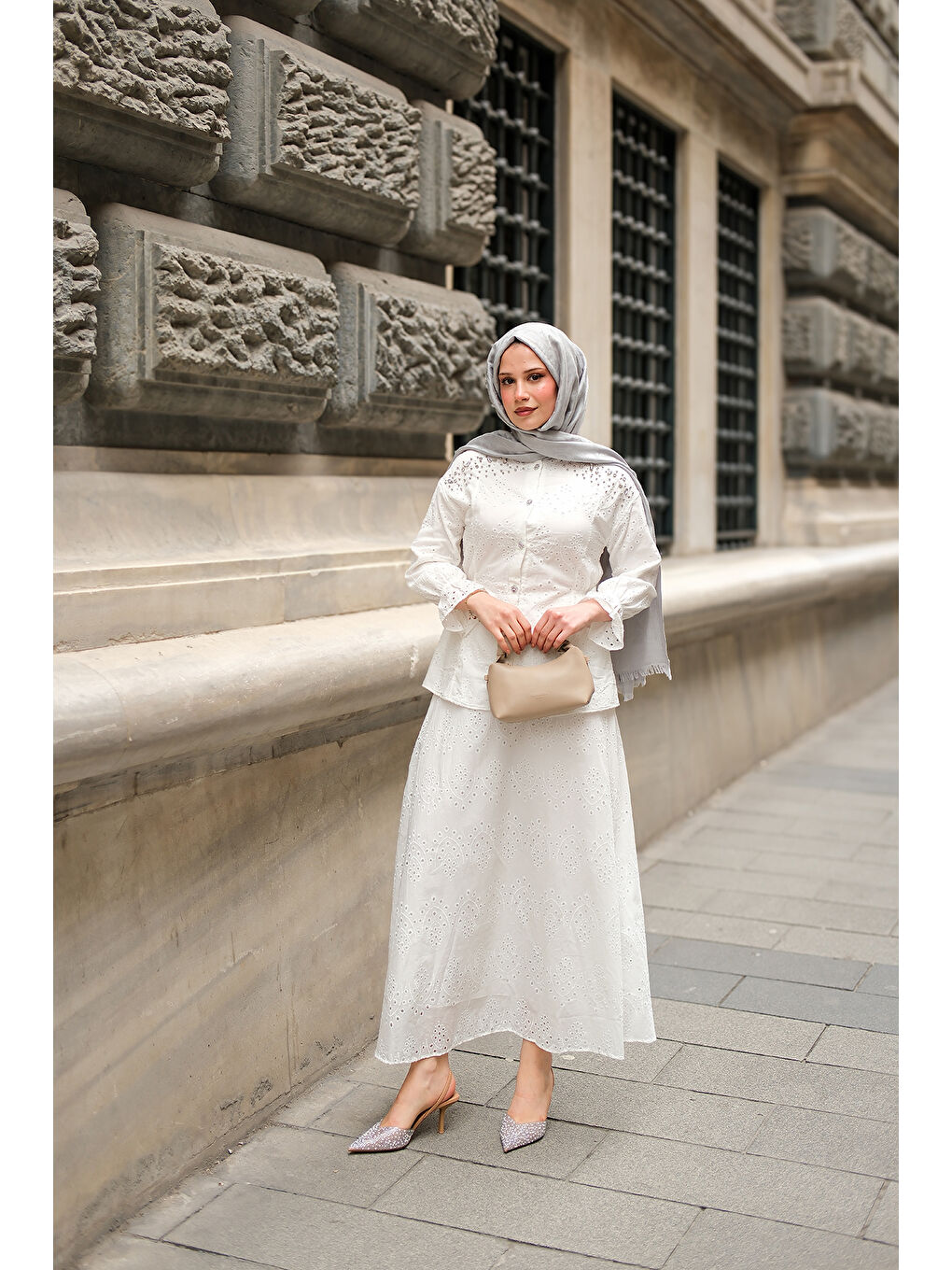 Kadın Twist işlemeli Brode Takım Beyaz-3