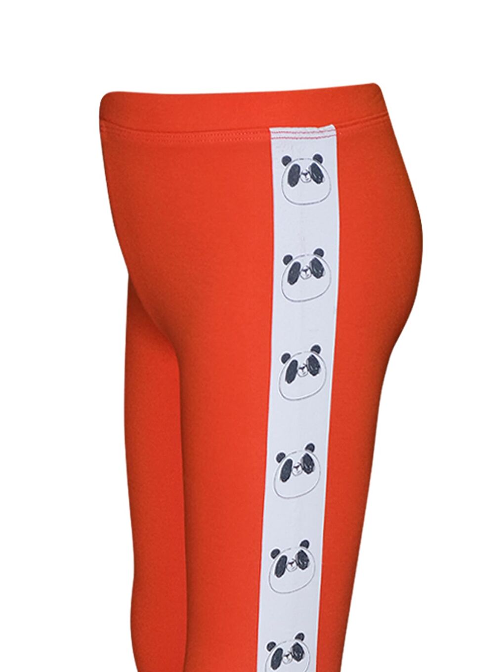 Turuncu Kız Çocuk Şardonlu Yanda Panda Baskılı Tayt-2