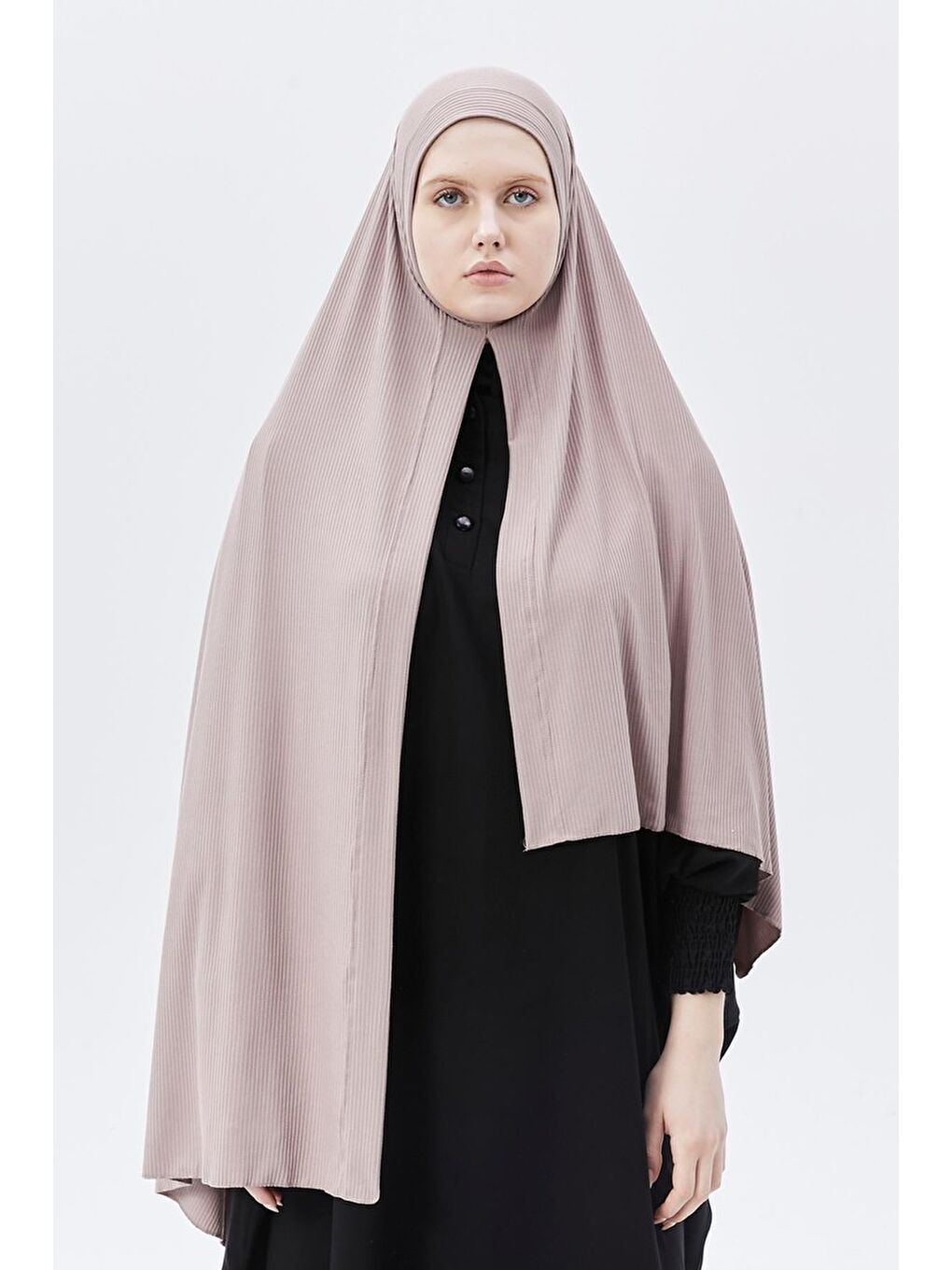 Pembe Hazır Pratik Geçmeli Lüks Organik Çizgili Kaşkorse Şal Çapraz Hizalı-1