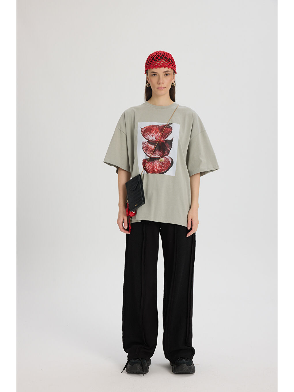 Pomelo Oversize Gri T-Shirt-1