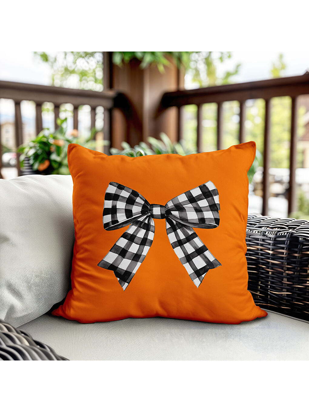 Karışık Çift Taraf Baskılı Kadife Doku Sonbahar Ve Kabak Desenli Kırlent Kılıfı