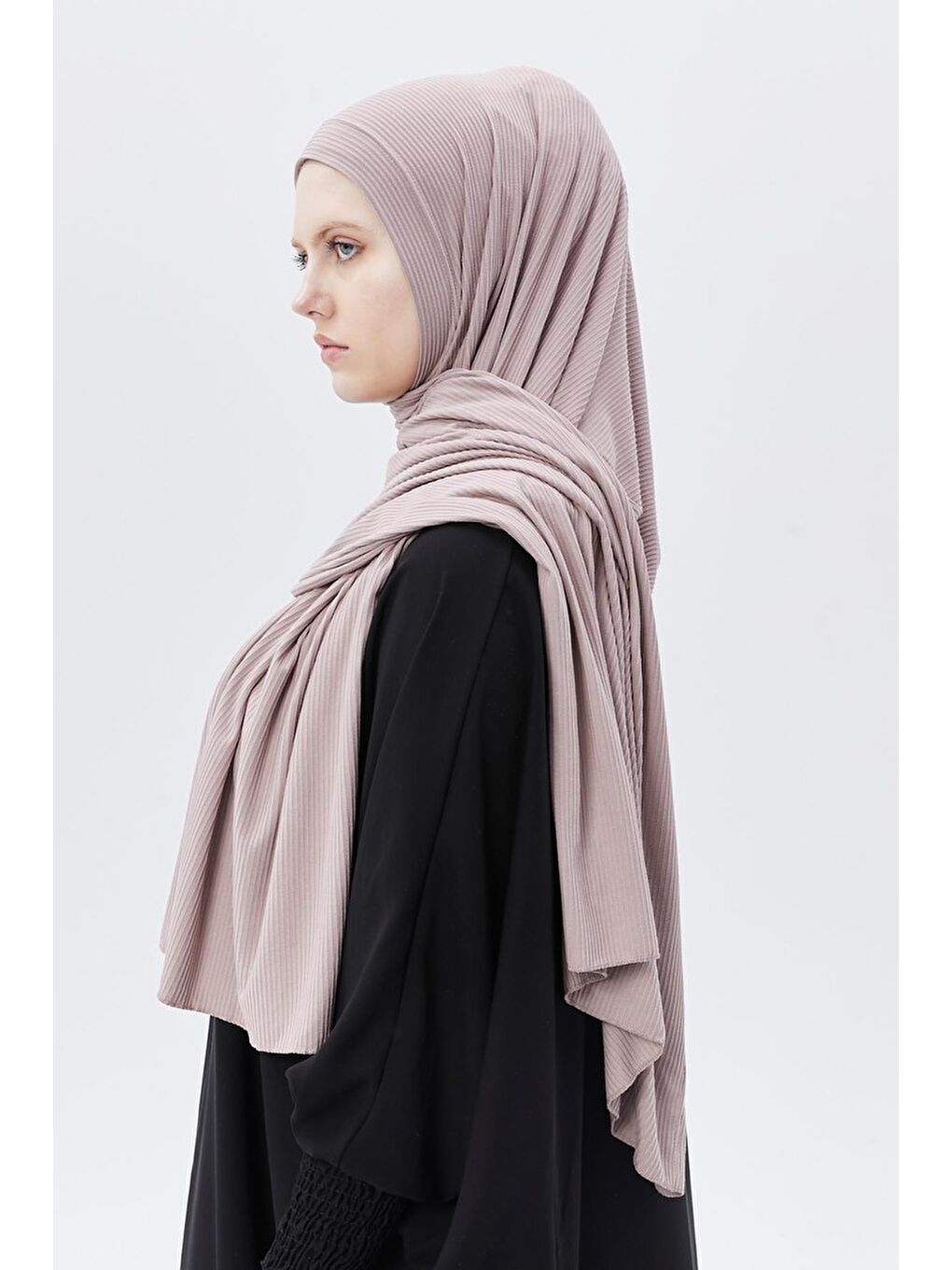 Pembe Hazır Pratik Geçmeli Lüks Organik Çizgili Kaşkorse Şal Çapraz Hizalı-4