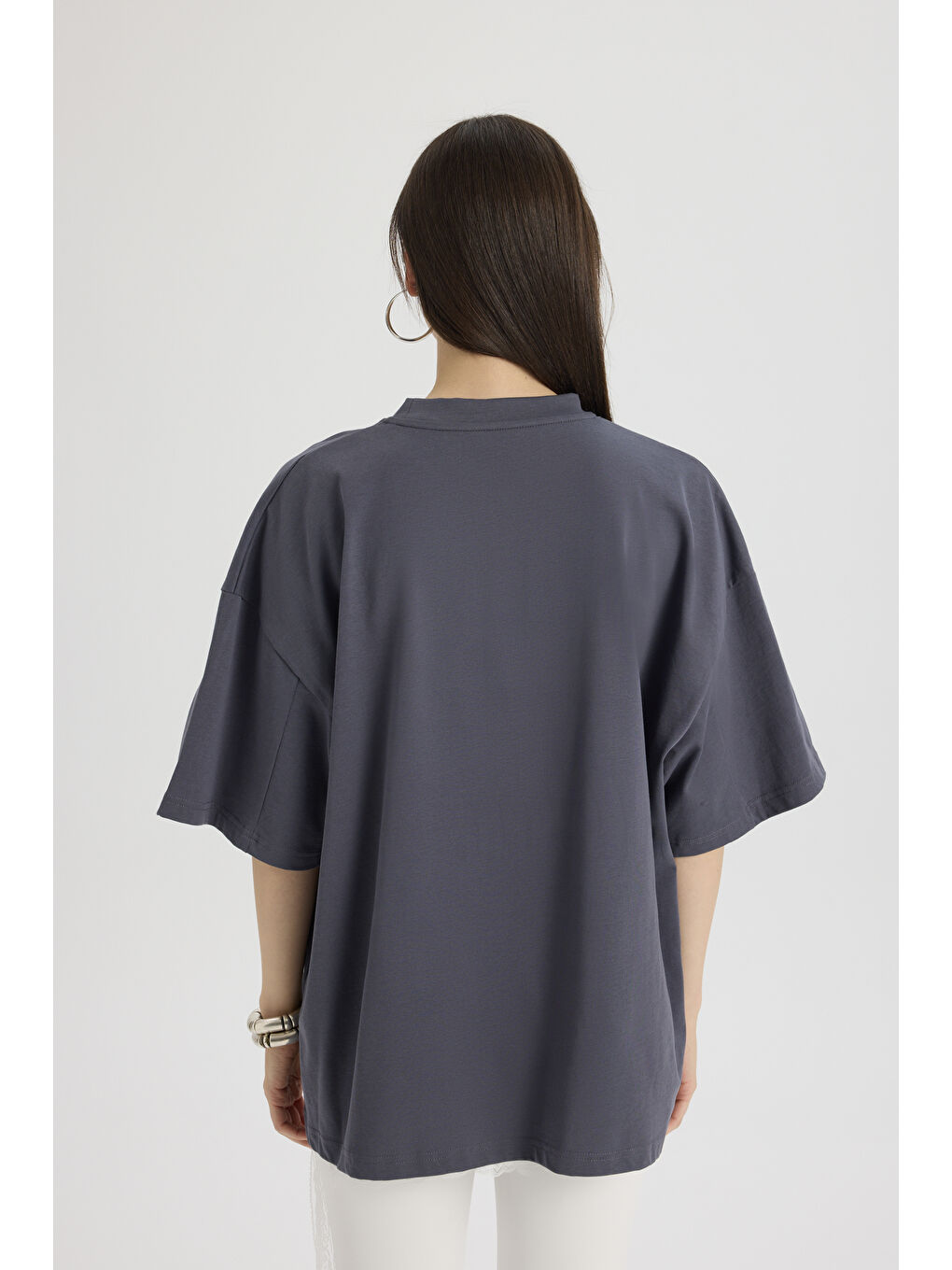 Gri Mood Oversize Füme T-Shirt-4