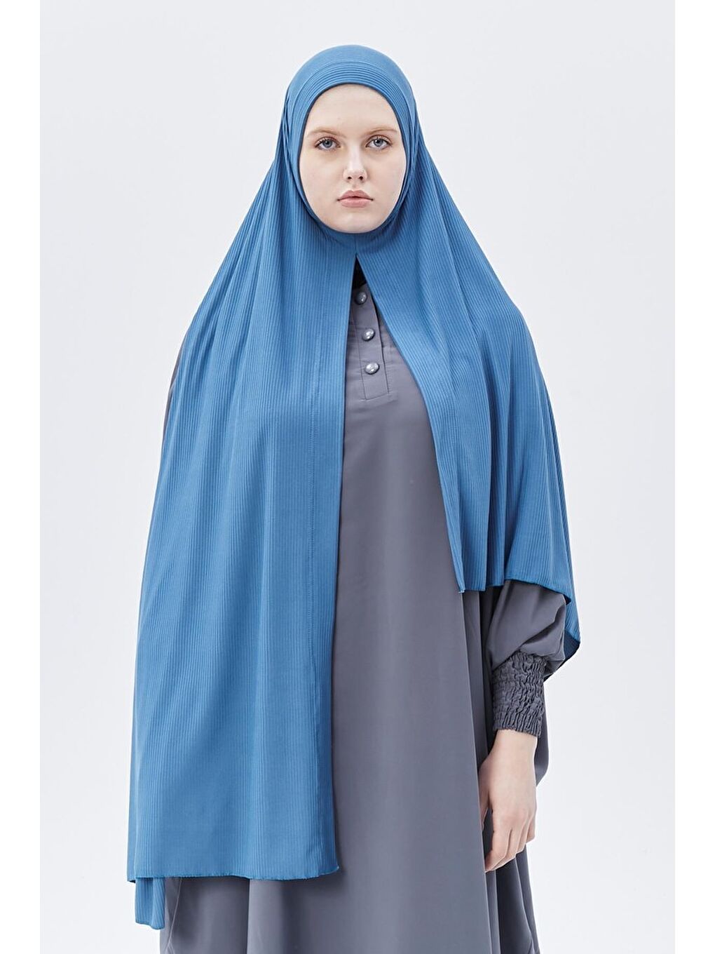 Petrol Hazır Pratik Geçmeli Lüks Organik Çizgili Kaşkorse Şal Çapraz Hizalı-3