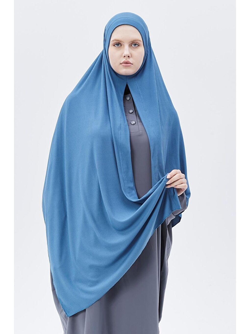 Petrol Hazır Pratik Geçmeli Lüks Organik Çizgili Kaşkorse Şal Çapraz Hizalı-4