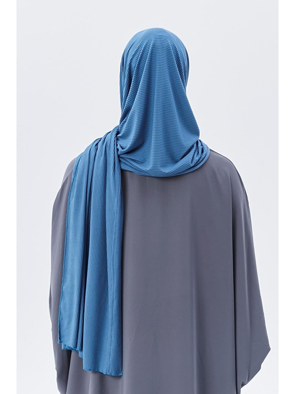 Petrol Hazır Pratik Geçmeli Lüks Organik Çizgili Kaşkorse Şal Çapraz Hizalı-5