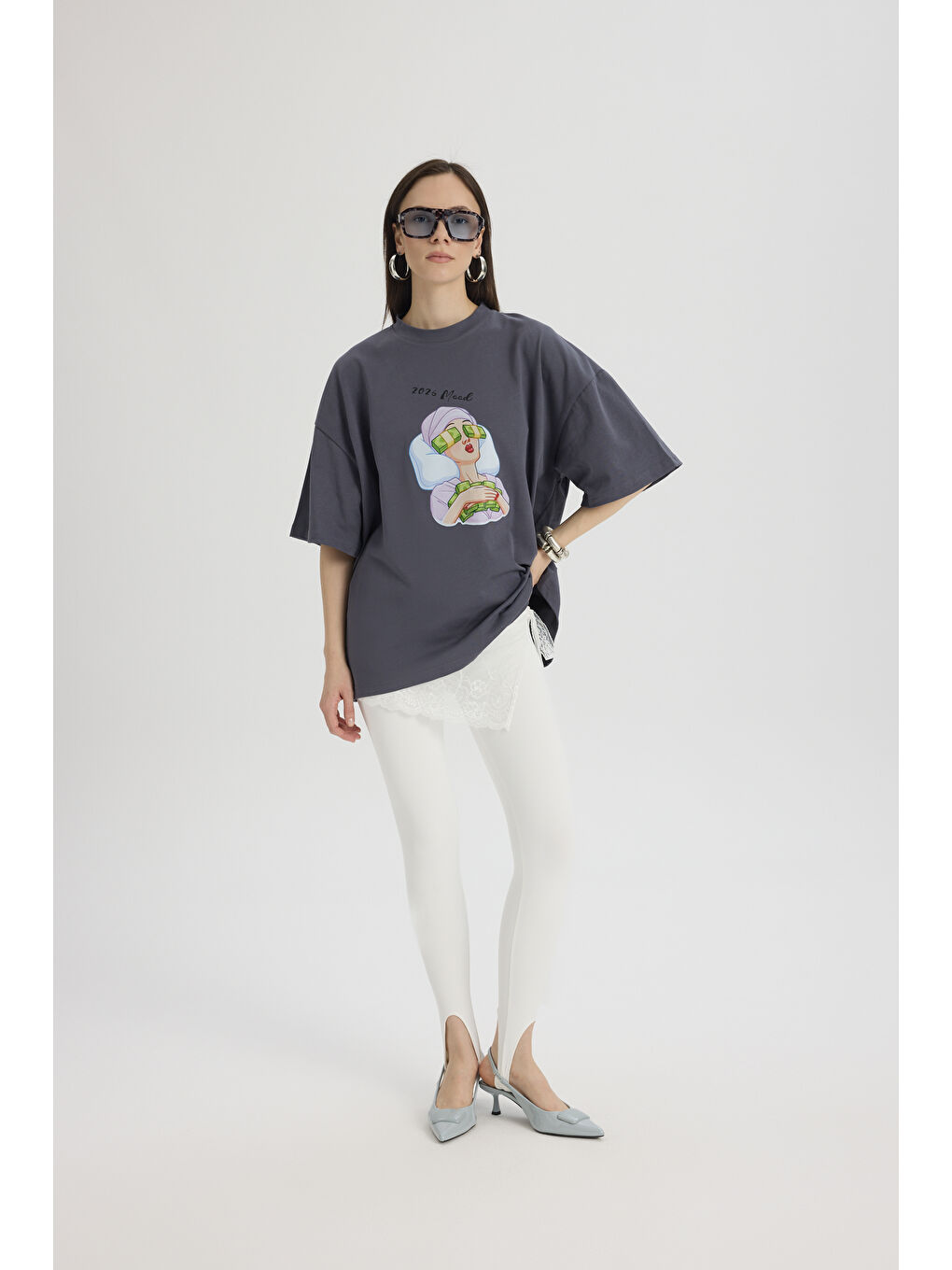 Gri Mood Oversize Füme T-Shirt-5