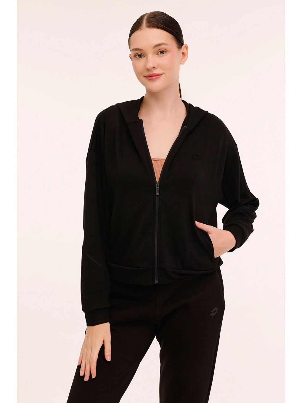 W-YELRO FZ HOODIE 4PR Siyah Kadın Eşofman Üstü