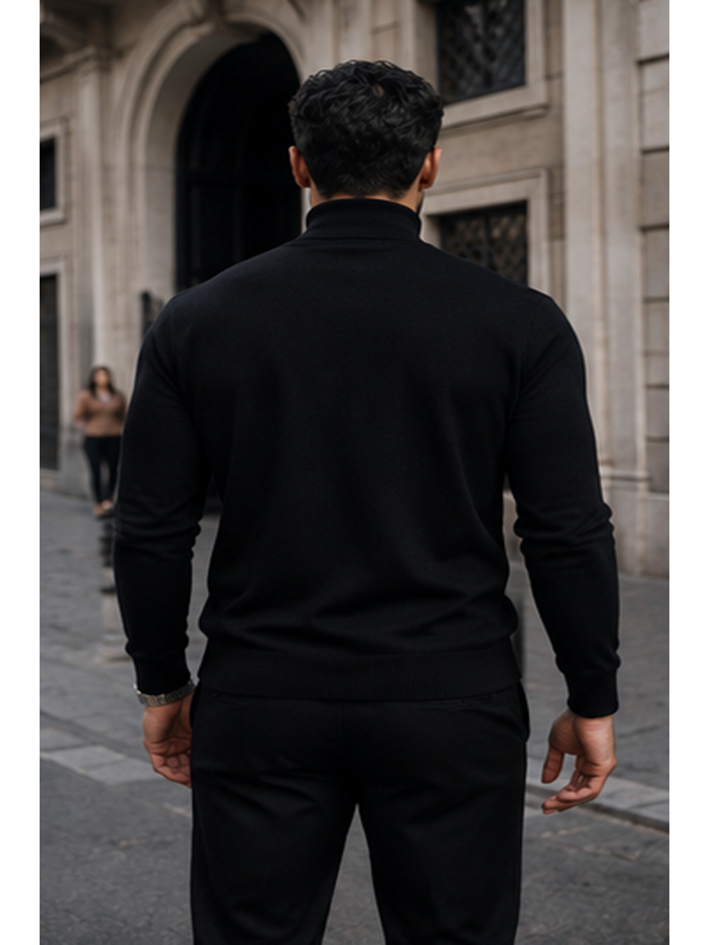 Erkek Kışlık Basic Slim Fit Uzun A.siyah Kazak-2