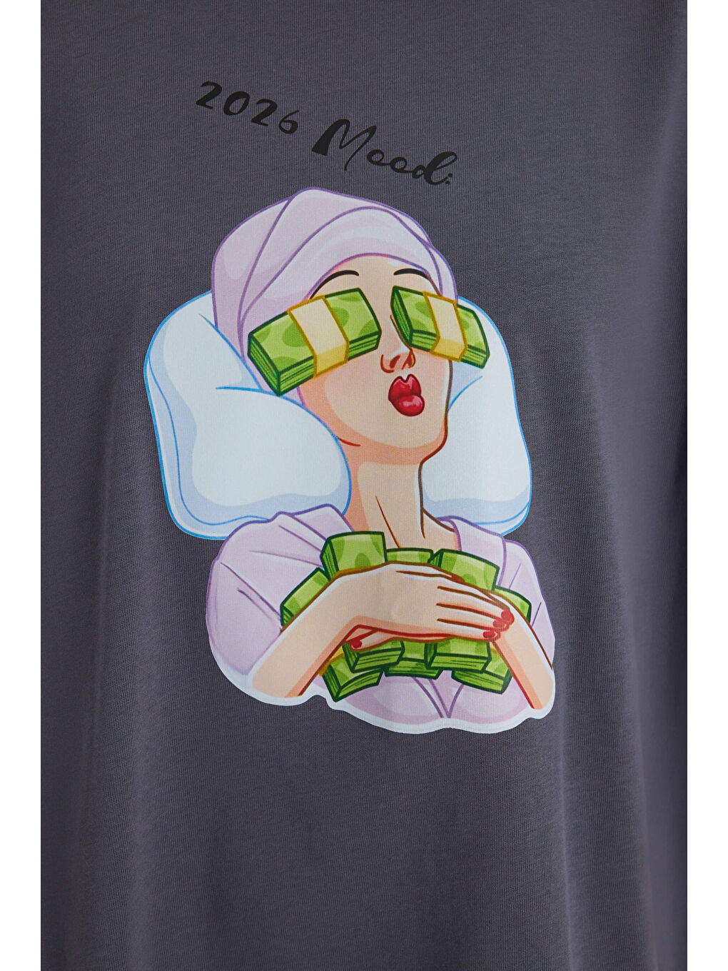 Gri Mood Oversize Füme T-Shirt-6