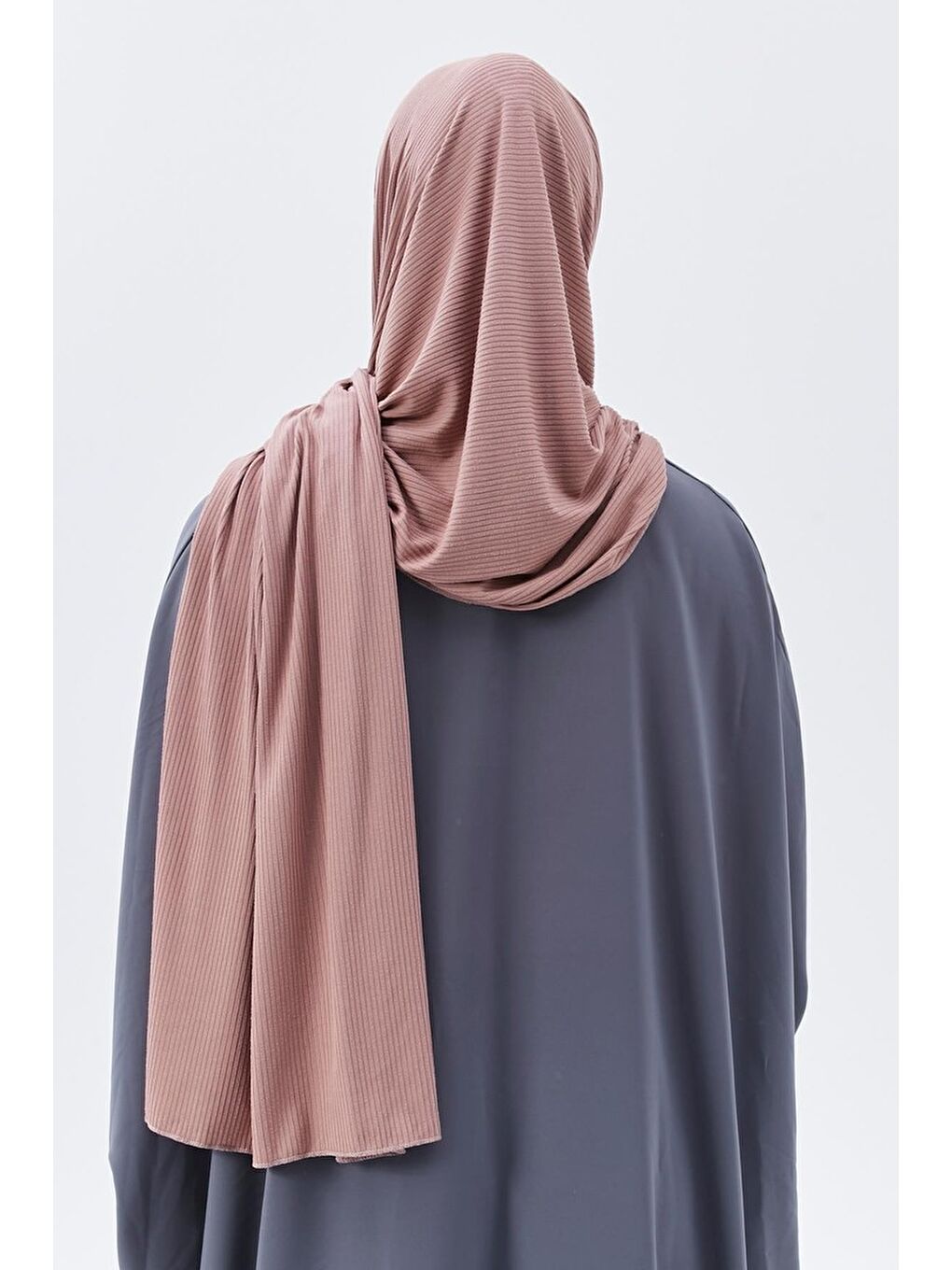 Pembe Hazır Pratik Geçmeli Lüks Organik Çizgili Kaşkorse Şal Çapraz Hizalı-5