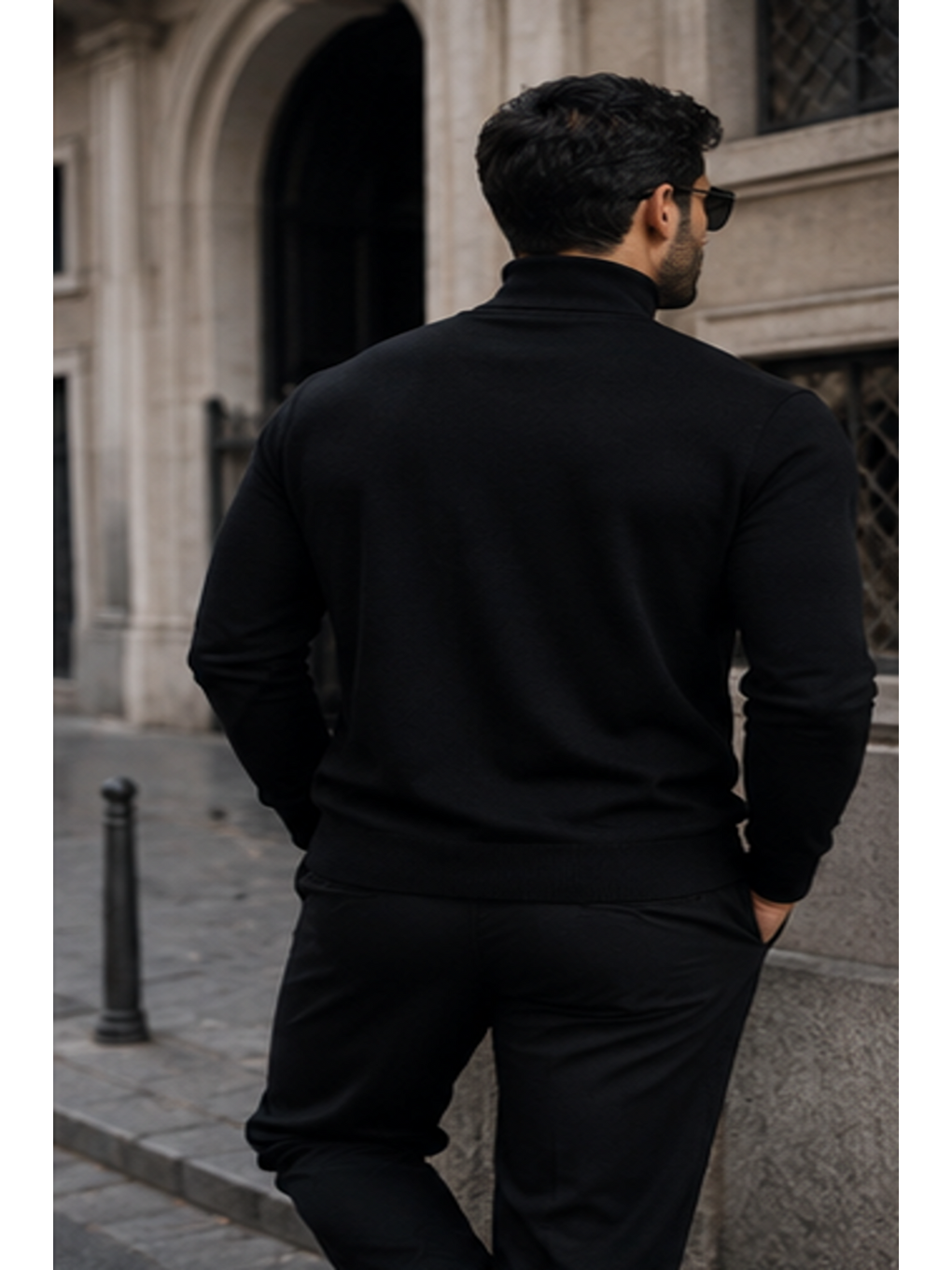 Erkek Kışlık Basic Slim Fit Uzun A.siyah Kazak-5
