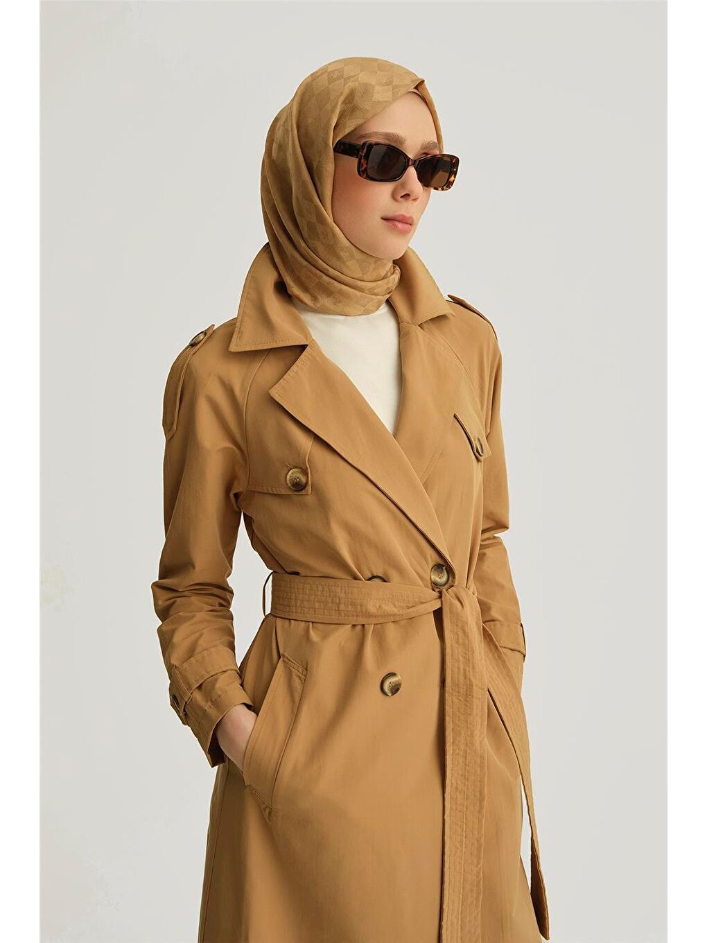 Kahverengi Pamuk Karışımlı Kap 25Yh707 Camel-2