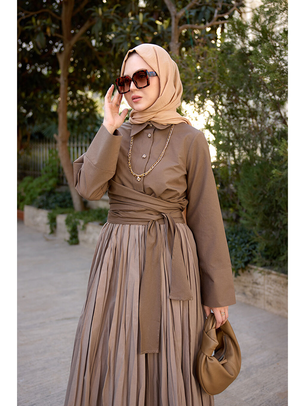 Kadın Önden Bağlamalı Gömlek Kahverengi