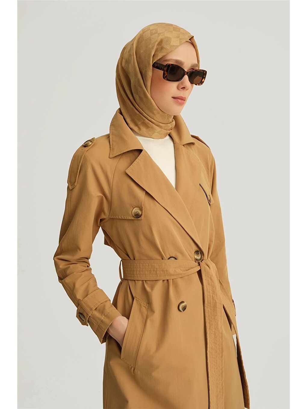 Kahverengi Pamuk Karışımlı Kap 25Yh707 Camel-3