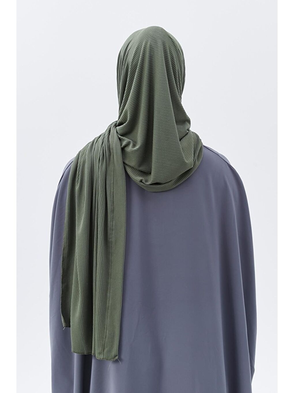 Haki Hazır Pratik Geçmeli Lüks Organik Çizgili Kaşkorse Şal Çapraz Hizalı-5