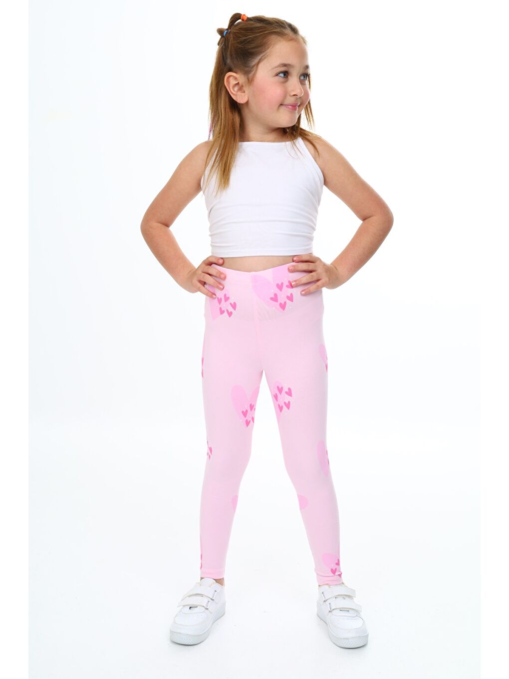 Pembe Kız Çocuk Baskılı Tayt