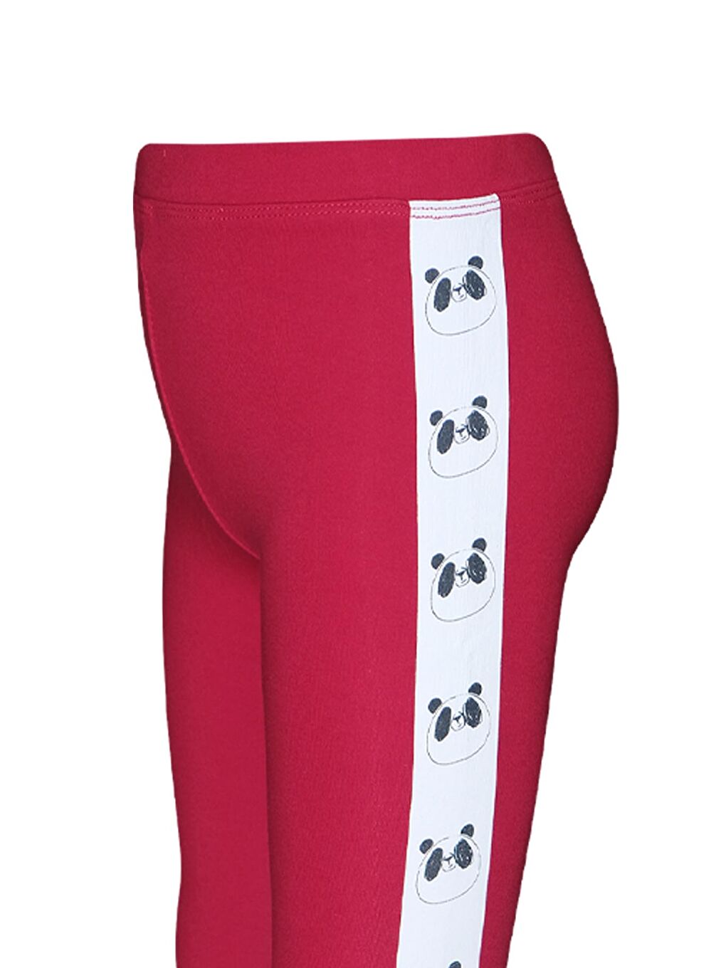 Koyu Fuşya Kız Çocuk Şardonlu Yanda Panda Baskılı Tayt-2