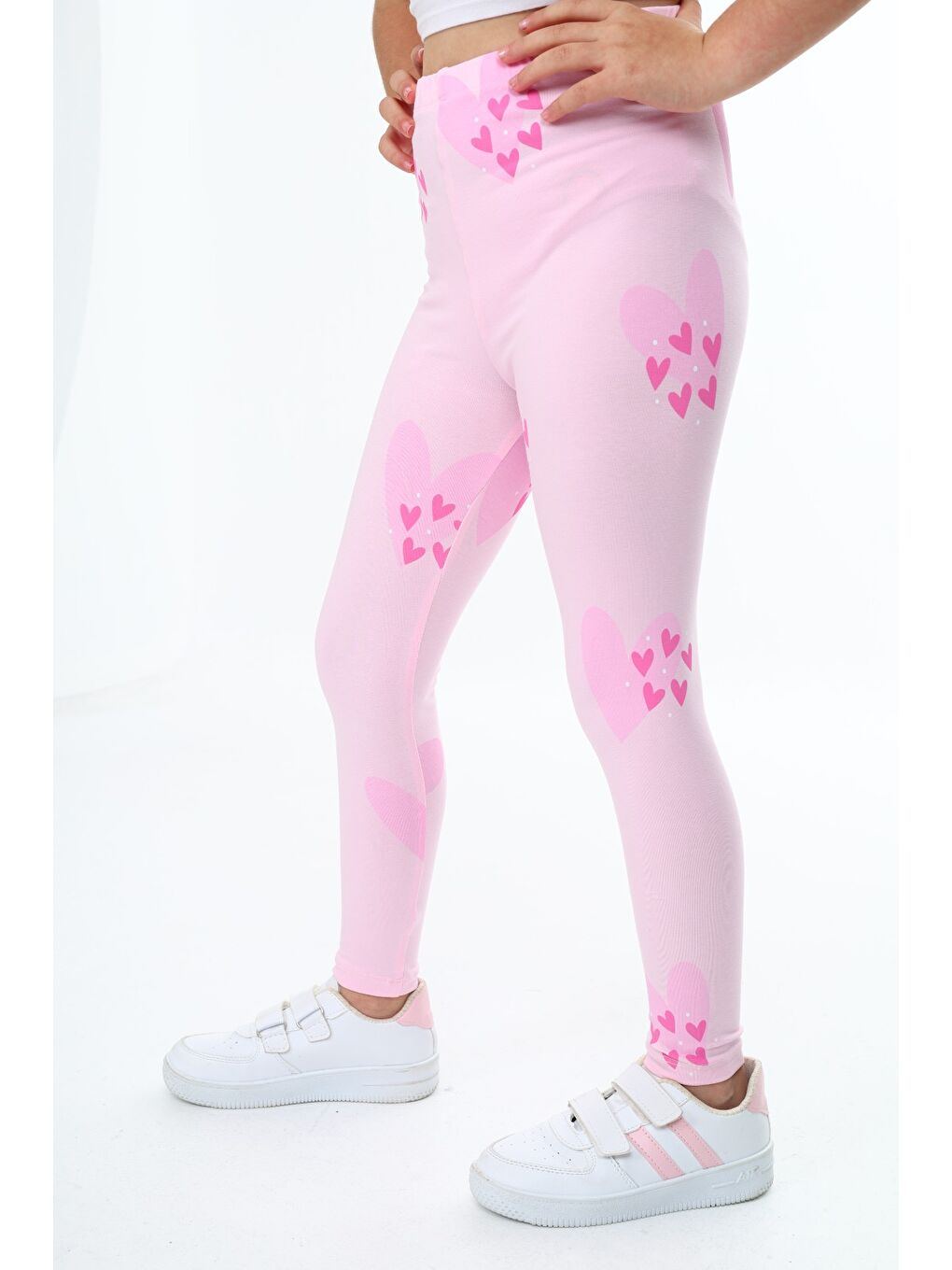 Pembe Kız Çocuk Baskılı Tayt-1