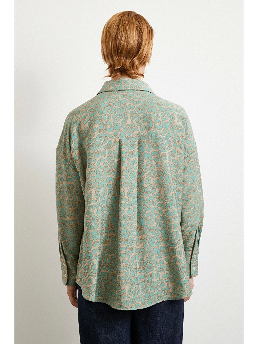 Leopar Desen Javanez Gömlek Fuşya-5