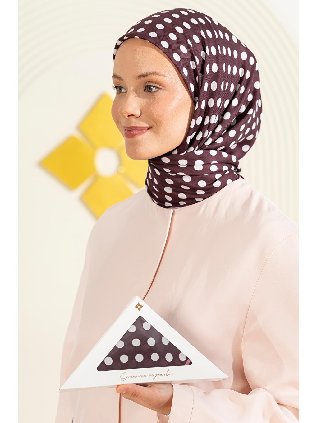 Bordo Puantiye Desen Soft Eşarp