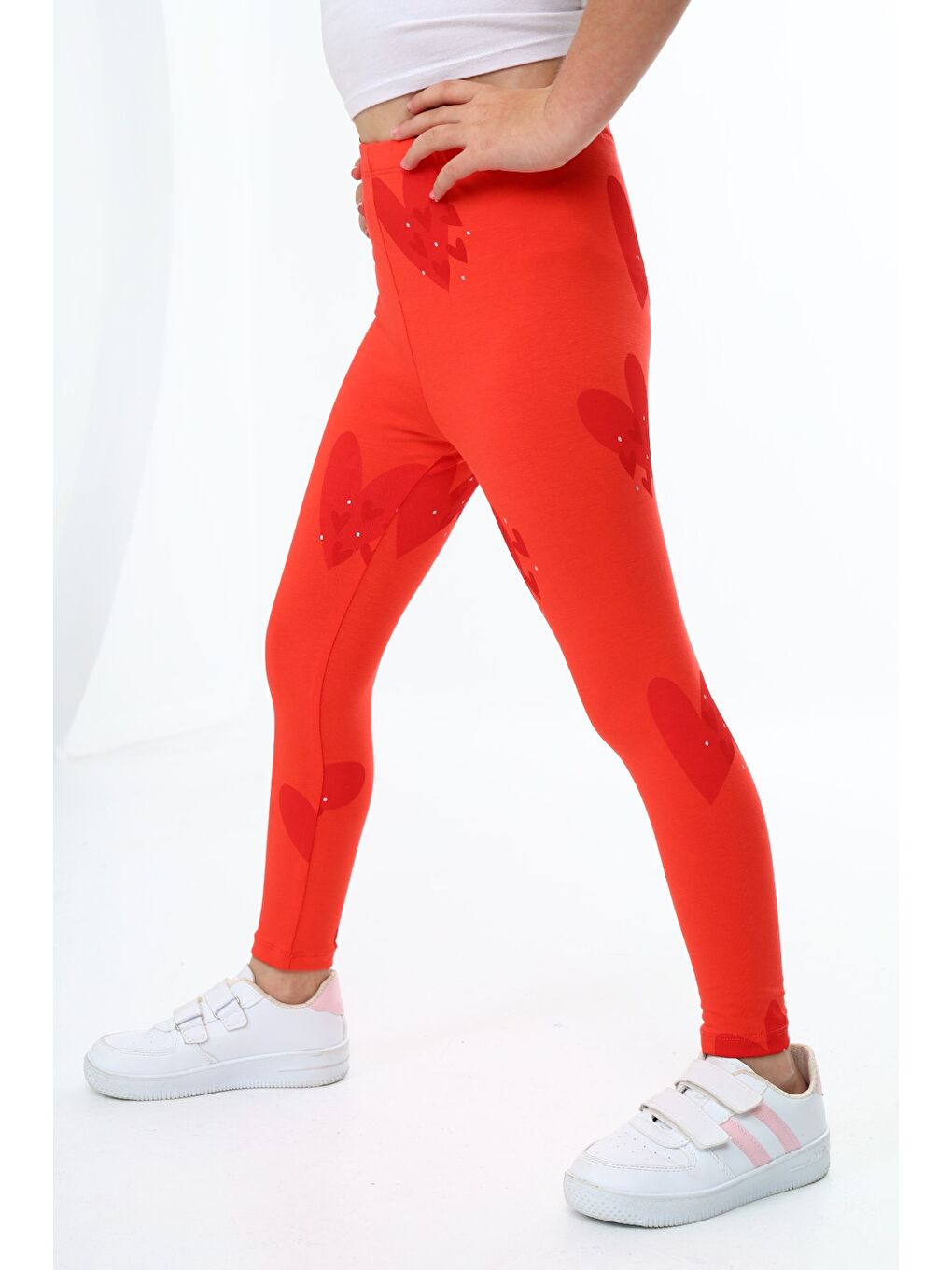 Kırmızı Kız Çocuk Baskılı Tayt-1